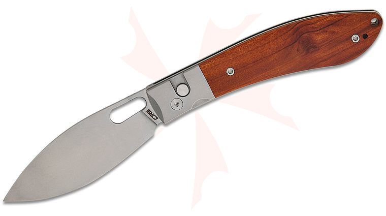CJRB Cutlery Sasaya Button Lock Folding Knife 3.5 inch AR-RPM9 Stonewashed Drop Point Blade, Wood Handles with Steel Bolsters