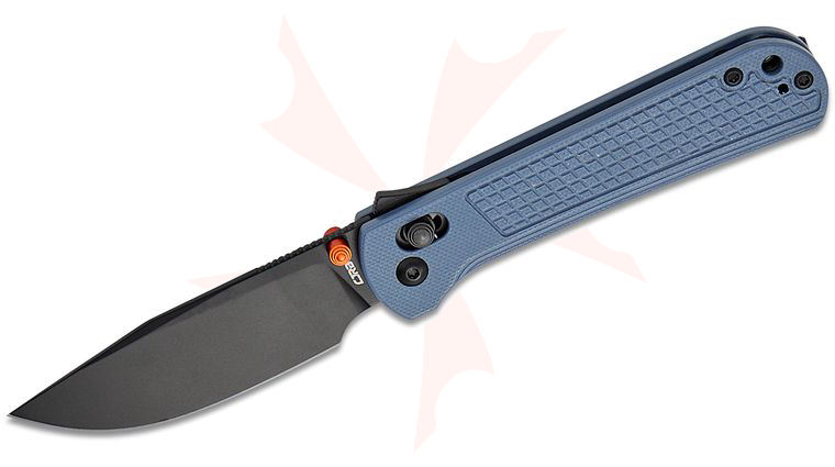 CJRB Cutlery Bolt Recoil-Lock V2 Folding Knife 3.25 inch AR-RPM9 Black PVD Drop Point Blade, Gray (Blue) G10 Handles