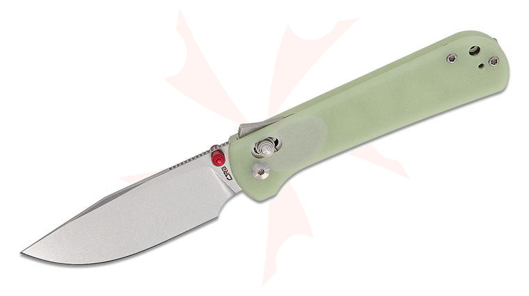 CJRB Cutlery Bolt Recoil-Lock V2 Folding Knife 3.25 inch AR-RPM9 Stonewashed Drop Point Blade, Glow in the Dark Green G10 Handles