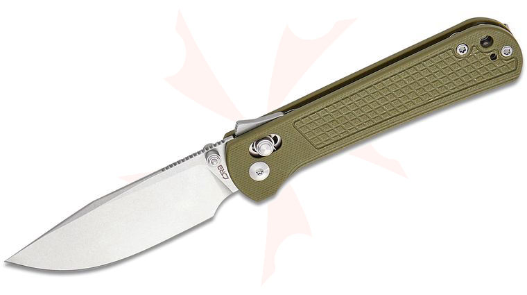 CJRB Cutlery Bolt Recoil-Lock V2 Folding Knife 3.25 inch AR-RPM9 Stonewashed Drop Point Blade, Green G10 Handles