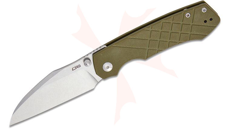 CJRB Cutlery Ray Laconico Kestrel Liner Lock Front Flipper Knife 3.31 inch AR-RPM9 Stonewashed Wharncliffe Blade, Green G10 Handles