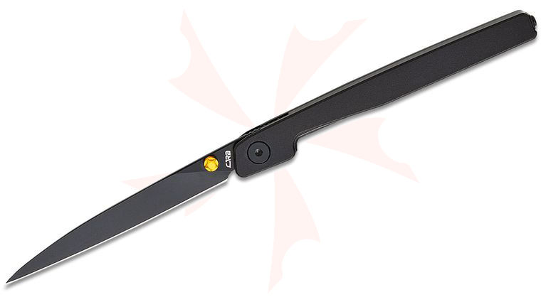 CJRB Cutlery Lanky Liner Lock Folding Knife 3.58 inch AR-RPM9 Black PVD Wharncliffe Blade, Black Aluminum Handles