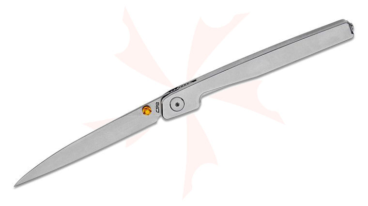 CJRB Cutlery Lanky Liner Lock Front Flipper Knife 3.58 inch S90V Stonewashed Wharncliffe Blade, Silver Steel Handles