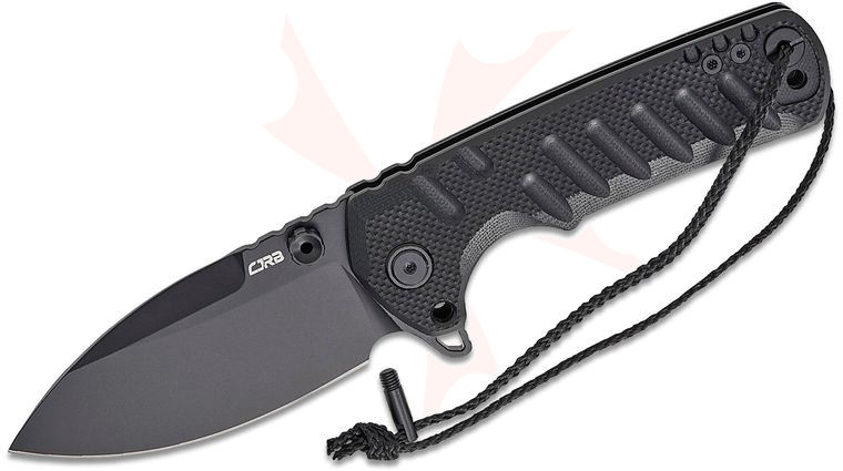 CJRB Cutlery Tundra Flipper Knife 3.78 inch D2 Black PVD Drop Point Blade, Black G10 Handles with Black Liners