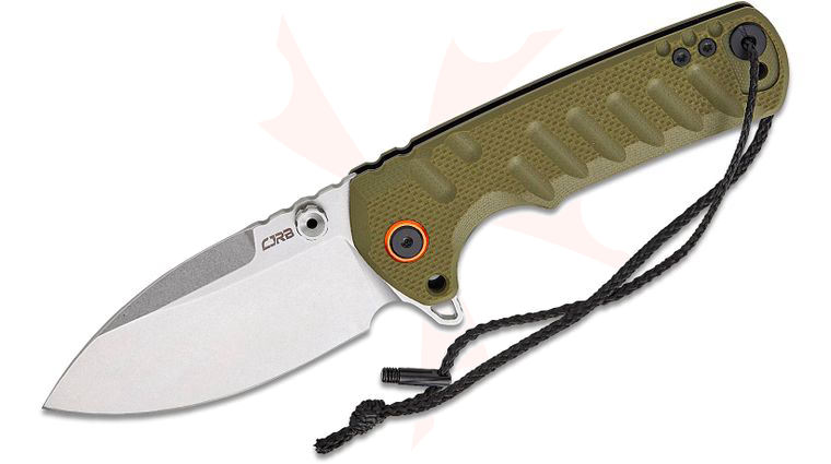 CJRB Cutlery Tundra Flipper Knife 3.78 inch D2 Stonewashed Drop Point Blade, Green G10 Handles with Black Liners