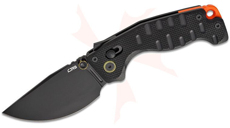 CJRB Cutlery Doubletap Recoil-Lock V2 Folding Knife 3.86 inch D2 Black PVD Drop Point Blade, Black G10 Handles