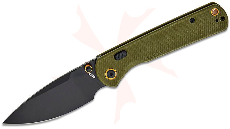 CJRB Cutlery Latitude Button Top Liner Lock Folding Knife 3.47 inch AR-RPM9 Black Drop Point Blade, OD Green G10 Handles