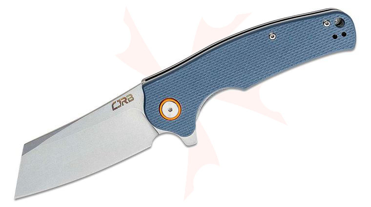 CJRB Cutlery Crag Flipper Knife 3.43 inch Stonewashed Modified Sheepsfoot Blade, Gray G10 Handles
