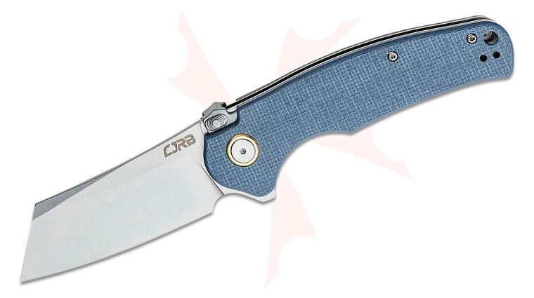CJRB Cutlery Crag Recoil-Lock Flipper Knife 3.43 inch Stonewashed Modified Sheepsfoot Blade, Gray G10 Handles