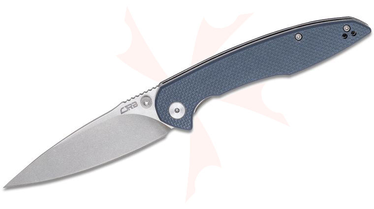 CJRB Cutlery Centros Folding Knife 3.54 inch D2 Stonewashed Drop Point Blade, Gray G10 Handles