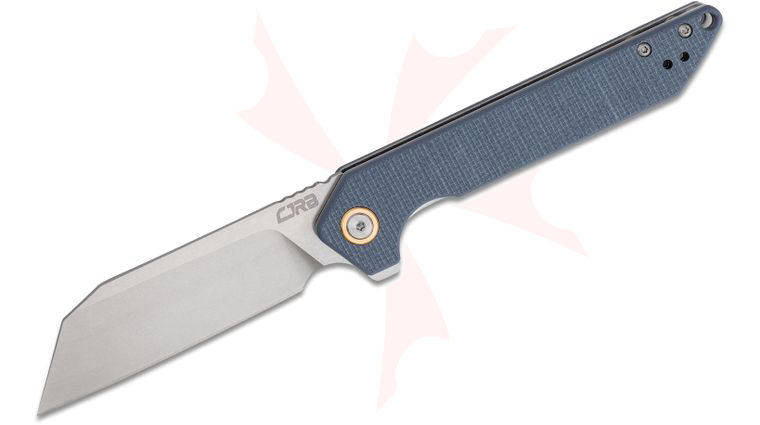 CJRB Cutlery Rampart Flipper Knife 3.5 inch Stonewashed Wharncliffe Blade, Gray G10 Handles