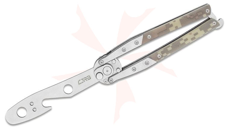 CJRB Cutlery Kinetic-Flip AUTO Butterfly Multi-Tool, 3.93 inch Stonewashed Unsharpened Blade, Digital Camo G10 and Stainless Steel Handles