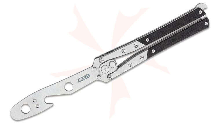 CJRB Cutlery Kinetic-Flip AUTO Butterfly Multi-Tool, 3.93 inch Stonewashed Unsharpened Blade, Black G10 and Stainless Steel Handles
