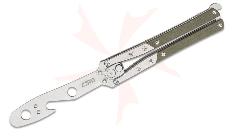 CJRB Cutlery Kinetic-Flip AUTO Butterfly Multi-Tool, 3.93 inch Stonewashed Unsharpened Blade, OD Green G10 and Stainless Steel Handles