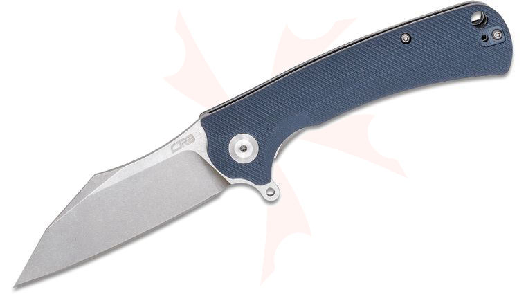 CJRB Cutlery Talla Flipper Knife 3.43 inch D2 Stonewashed Sheepsfoot Blade, Textured Gray G10 Handles
