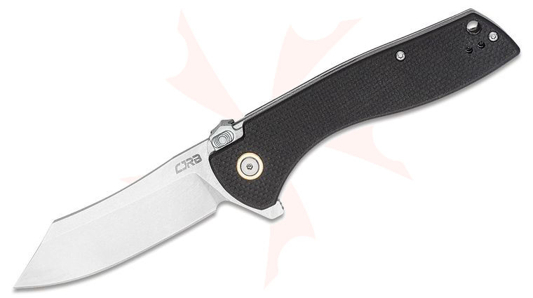 CJRB Cutlery Kicker Flipper Knife 3.52 inch Stonewashed Reverse Tanto Blade, Black G10 Handles