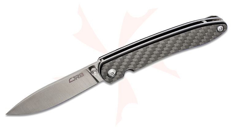 CJRB Cutlery Ria Folding Knife 2.95 inch 12C27 Satin Drop Point Blade, Carbon Fiber Handles