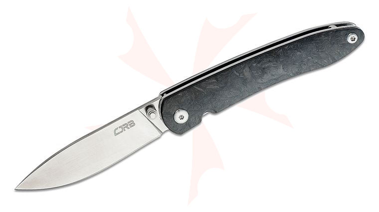 CJRB Cutlery Ria Folding Knife 2.95 inch CPM-S35VN Satin Drop Point Blade, Marble Carbon Fiber Handles - KnifeCenter Exclusive