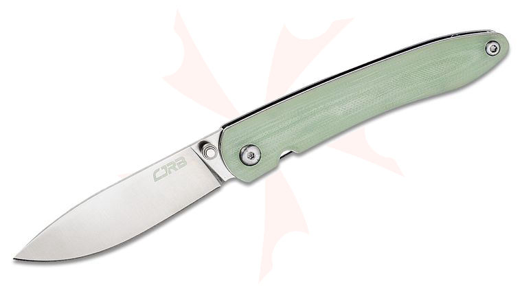 CJRB Cutlery Ria Folding Knife 2.95 inch 12C27 Satin Drop Point Blade, Translucent Green (Jade) G10 Handles