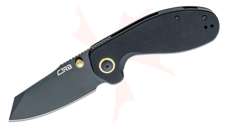 CJRB Cutlery Large Swaggs Maileah Folding Knife 3 inch AR-RPM9 Black PVD Reverse Tanto Blade, Black G10 Handles
