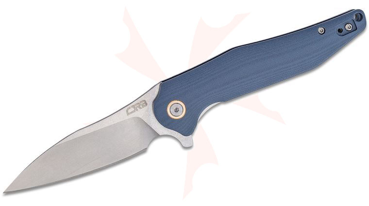 CJRB Cutlery Agave Flipper Knife 3.45 inch Stonewashed Modified Sheepsfoot Blade, Contoured Gray G10 Handles