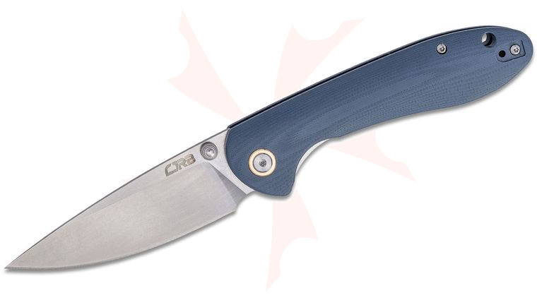 CJRB Cutlery Feldspar Folding Knife 3.5 inch Stonewashed Drop Point Blade, Contoured CNC Machined Gray G10 Handles