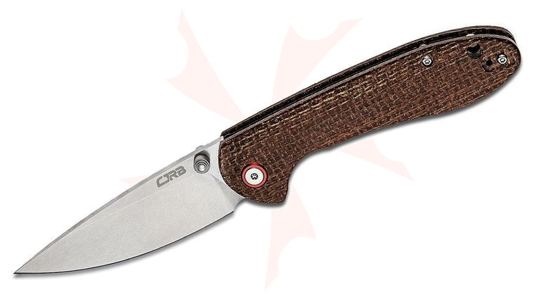 CJRB Cutlery Feldspar Folding Knife 3.5 inch D2 Stonewashed Drop Point Blade, Contoured CNC Machined Burlap Micarta Handles - KnifeCenter Exclusive