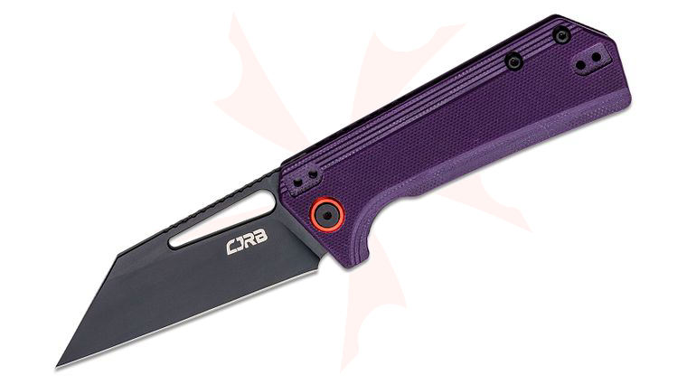 CJRB Cutlery Ruffian Folding Knife 3.09 inch AR-RPM9 Black Modified Wharncliffe Blade, Purple G10 Handles