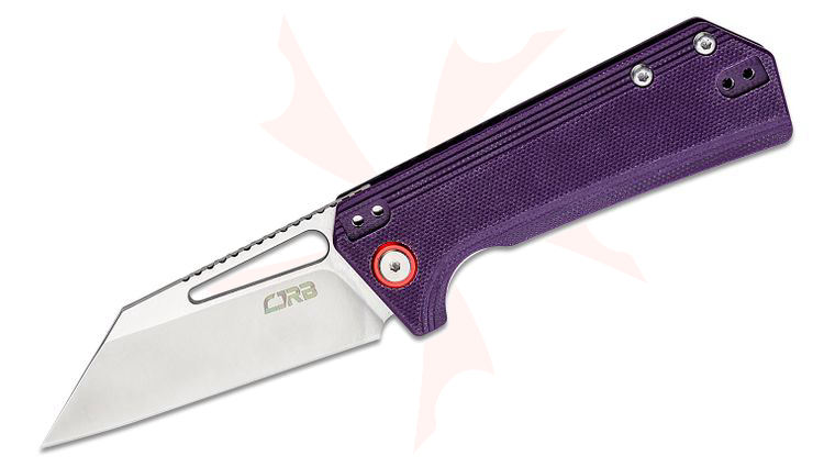 CJRB Cutlery Ruffian Folding Knife 3.09 inch AR-RPM9 Satin Modified Wharncliffe Blade, Purple G10 Handles