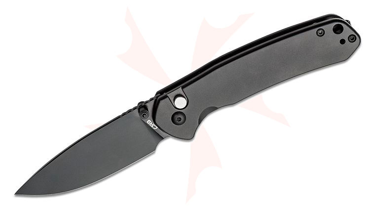 CJRB Cutlery Pyrite Folding Knife 3.11 inch AR-RPM9 Black Drop Point Blade, Black Stainless Steel Steel Handles