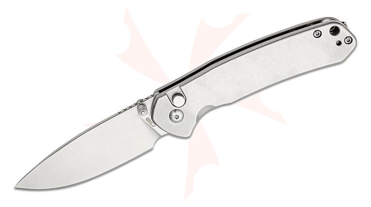 CJRB Cutlery Pyrite Folding Knife 3.11 inch AR-RPM9 Stonewashed Drop Point Blade, Stonewashed Steel Handles