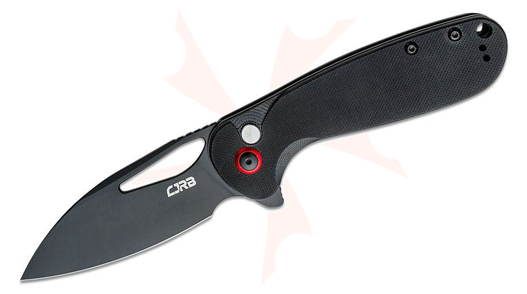 CJRB Cutlery Lago Flipper Knife 3.41 inch AR-RPM9 Black Drop Point Blade, Black G10 Handles