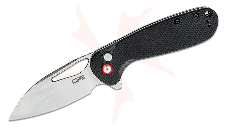 CJRB Cutlery Lago Flipper Knife 3.41 inch AR-RPM9 Satin Drop Point Blade, Black G10 Handles