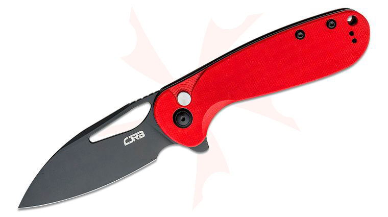 CJRB Cutlery Lago Flipper Knife 3.41 inch AR-RPM9 Black Drop Point Blade, Red G10 Handles