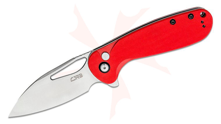 CJRB Cutlery Lago Flipper Knife 3.41 inch AR-RPM9 Satin Drop Point Blade, Red G10 Handles