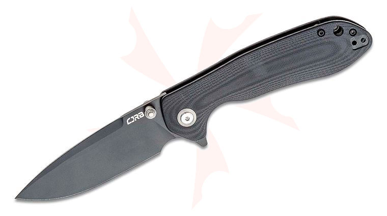 CJRB Cutlery Scoria Flipper Knife 3.48 inch AR-RPM9 Black Drop Point Blade, Black G10 Handles