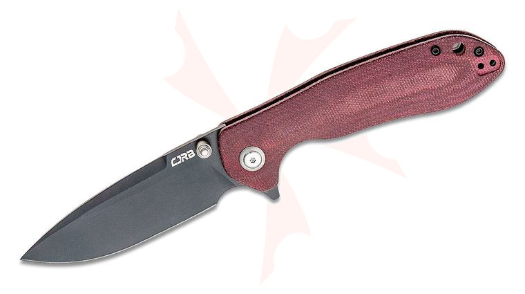 CJRB Cutlery Scoria Flipper Knife 3.48 inch AR-RPM9 Black Drop Point Blade, Burgundy Micarta Handles