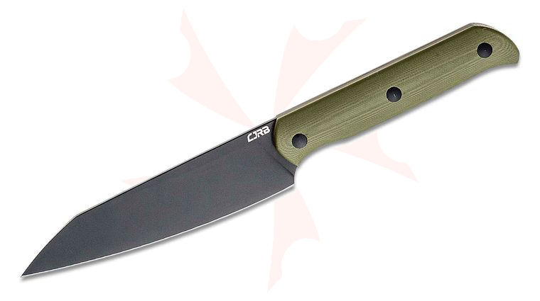 CJRB Cutlery Silax Fixed Blade Knife 5.11 inch AR-RPM9 Black PVD Modified Wharncliffe, OD Green G10 Handles, Kydex Sheath