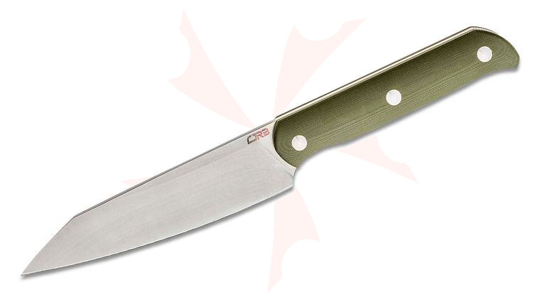 CJRB Cutlery Silax Fixed Blade Knife 5.11 inch AR-RPM9 Satin Modified Wharncliffe, OD Green G10 Handles, Kydex Sheath
