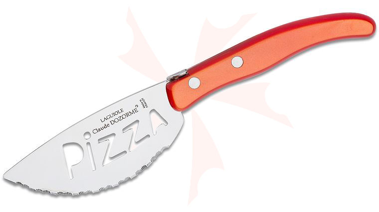 Claude Dozorme Pizza Knife, Orange Celluloid Handle - KnifeCenter