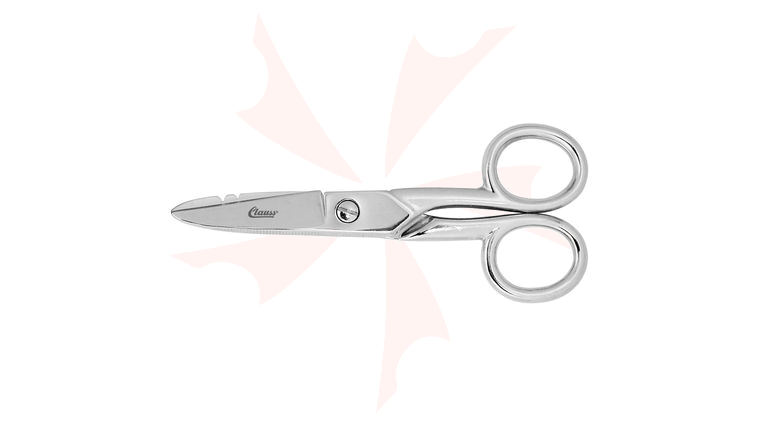 Clauss 5 inch Hot Forged Electrician's Scissor Straight, Serrated, With Wire Cutting Notch