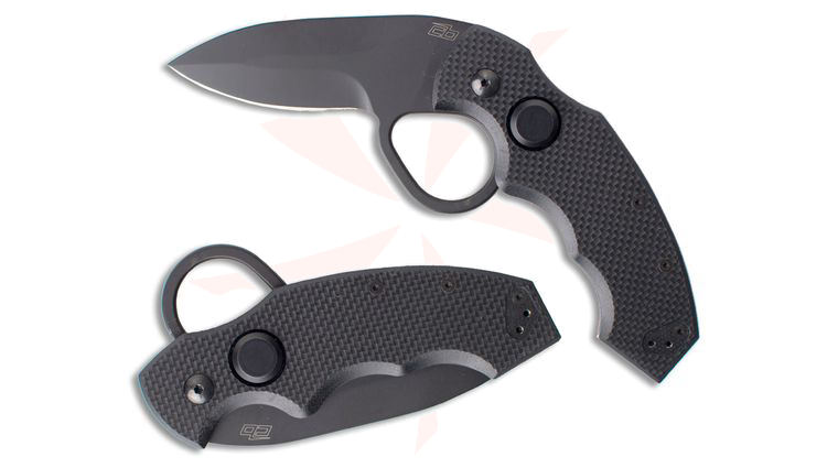 Colonel Blades Colonel Flipper Knife 3 inch Black N690Co Blade, Black G10 Handles, Reversible Pocket Clip