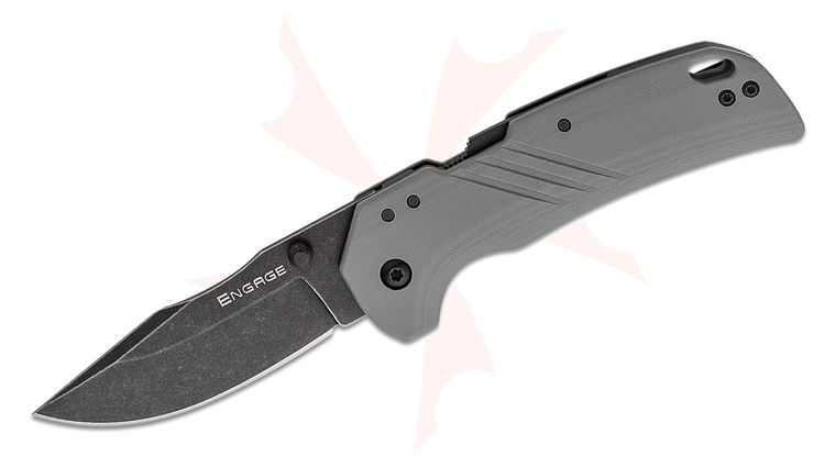 Cold Steel Engage ATLAS Lock Folding Knife 3.125 inch AUS-10A Black PVD Stonewashed Clip Point Blade, Gray G10 Handles
