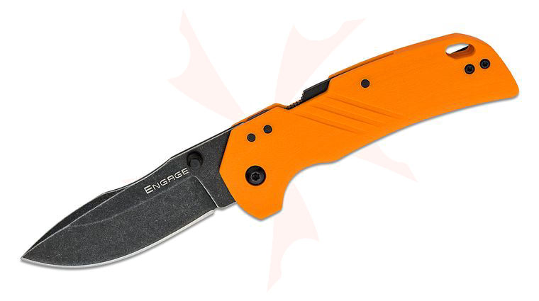 Cold Steel Engage ATLAS Lock Folding Knife 3.125 inch 4116 Black Stonewashed Clip Point Blade, Orange GFN Handles