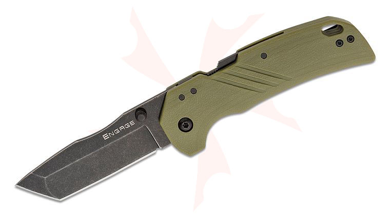 Cold Steel Engage ATLAS Lock Folding Knife 3.125 inch 4116 Black Stonewashed Tanto Blade, OD Green GFN Handles