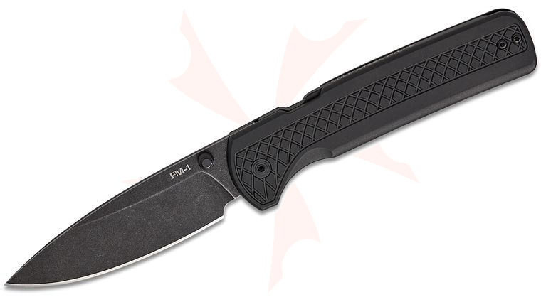 Cold Steel FM-1 Full Metal Atlas Folding Knife 3.5 inch CPM-S35VN Black Stonewashed Drop Point Blade, Black Machined Titanium Handles
