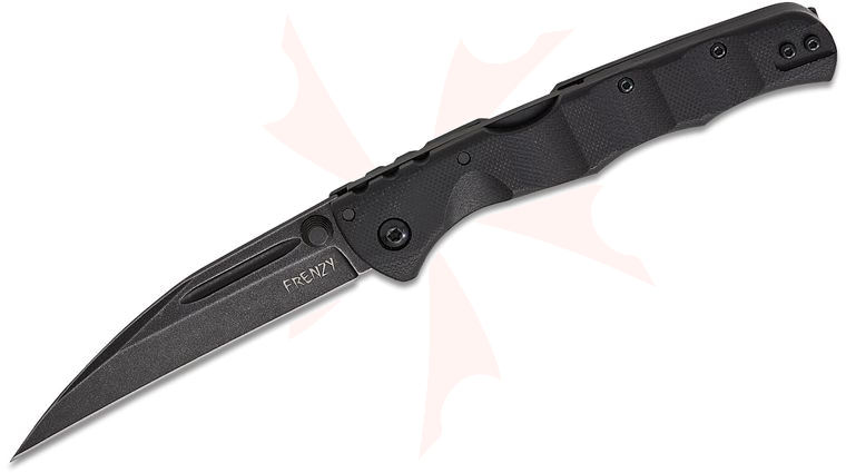 Cold Steel FL-35FRN-BKBK Frenzy II Folding Knife 3.5 inch 3V Black Wharncliffe Blade, Black G10 Handles