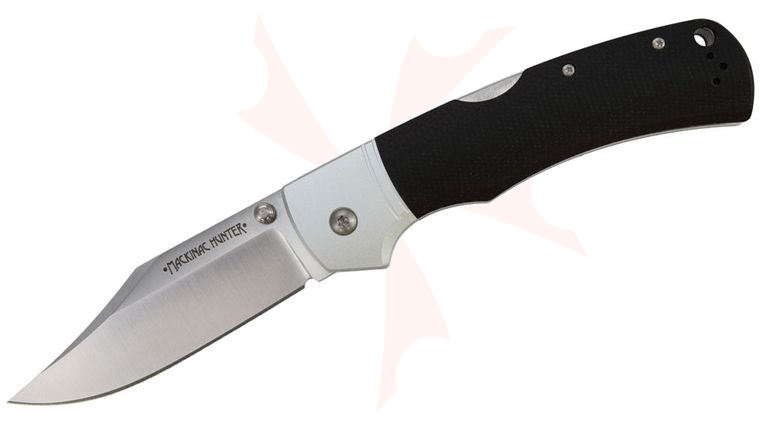 Cold Steel Mackinac Hunter Tri-Ad Lock Folding Knife 3.6 inch AUS-10A Satin Clip Point Blade, Black Micarta Handles with Aluminum Bolsters