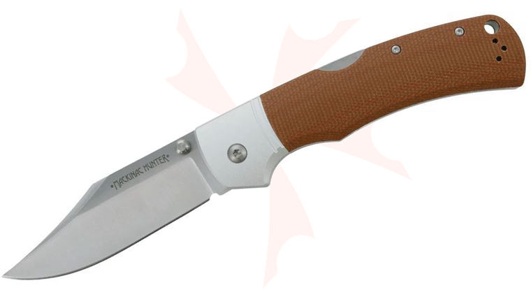 Cold Steel Mackinac Hunter Tri-Ad Lock Folding Knife 3.6 inch AUS-10A Satin Clip Point Blade, Brown Micarta Handles with Aluminum Bolsters