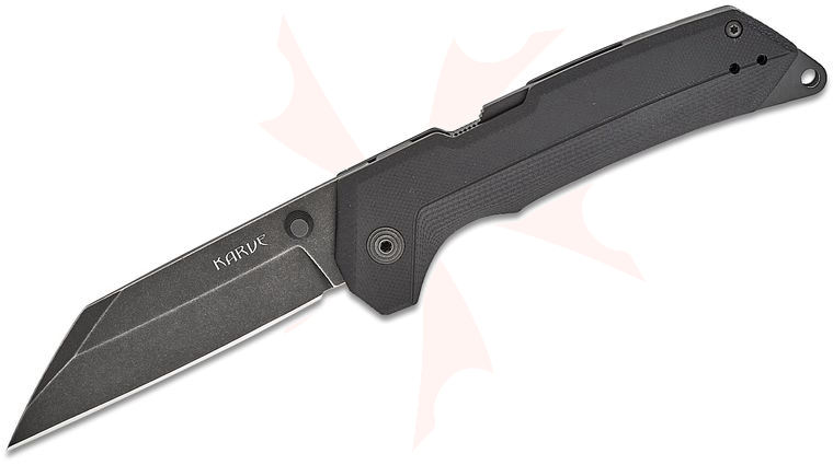 Cold Steel Karve ATLAS Lock Folding Knife 3.75 inch AUS-10A Black PVD Seax Blade, Black G10 Handles
